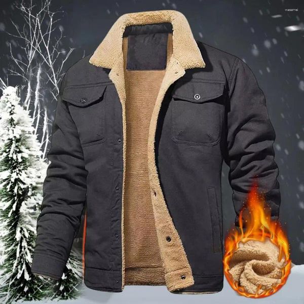 Erkek Ceketler Kış Bombacı Ceket Yüksek kaliteli erkek peluş kalınlaşmış yün yaka nakış kalın sıcak kargo ceketleri 3xl