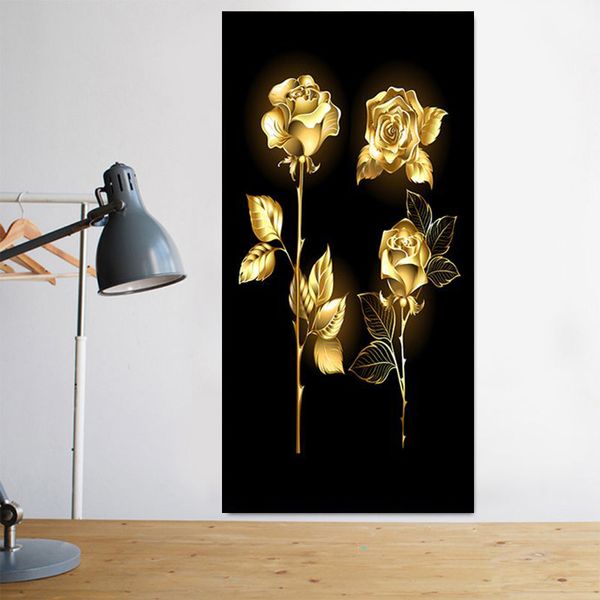 Pittura astratta Wall Art Foglie d'oro e albero di fiori Pittura a olio su tela Poster e stampe Immagini per soggiorno Deco