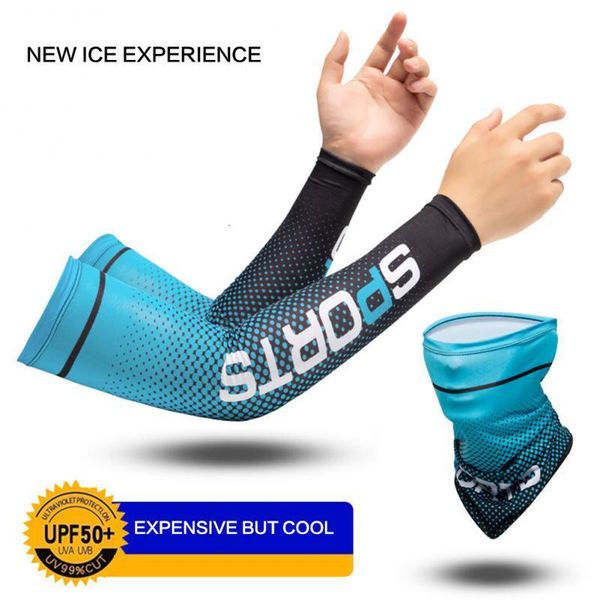 Guanti sportivi Protezione solare UV Protezione lunga per mani Maniche per braccio Protezione solare in seta di ghiaccio Outdoor Cool Sport Ciclismo 230413