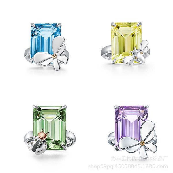 Designer -Marke TFF Dijia Style Ring weiblicher Schmetterling Blau Diamond Persönlichkeit Vielseitige Mode Ins