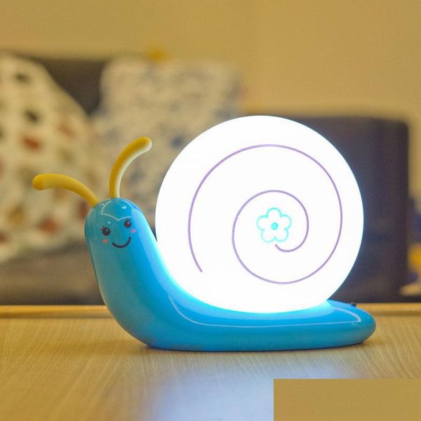 Favore di partito Luce notturna Lampada decorativa Lampe Camera da letto Bambini Bambini Baby Batteria USB Led Snail Slee Toilette Za2541 Drop Delivery Home Dhopv