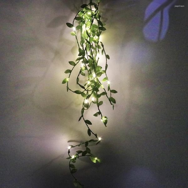 Cordas 2m 3m 5m 10m LED String Light Folha Verde RGB Garland Vine Luzes de Fada 5V Caixa de Bateria Alimentada Festa de Casamento Decoração de Natal