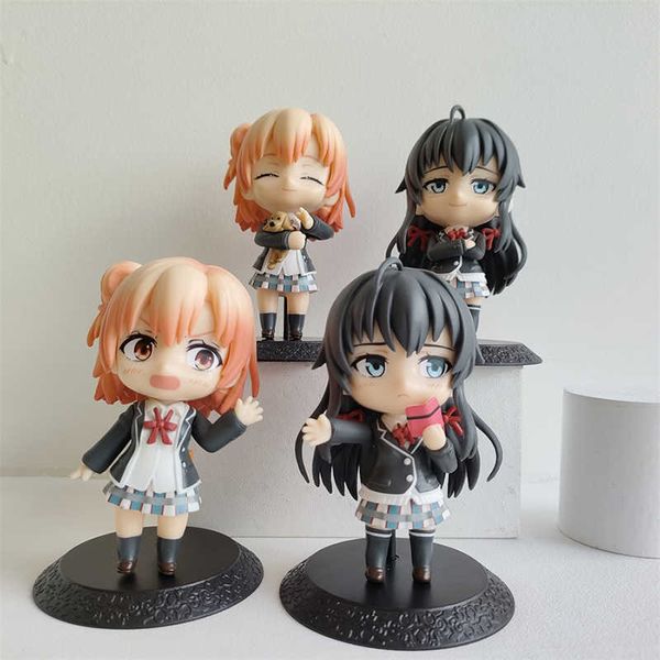 Action-Spielzeugfiguren 4pcs / set My Teen Romantic Comedy SNAFU Anime Figur Yui Yuigahama Actionfigur Yukino Yukinoshita Figur Modell Puppe Spielzeug 10cm AA230413