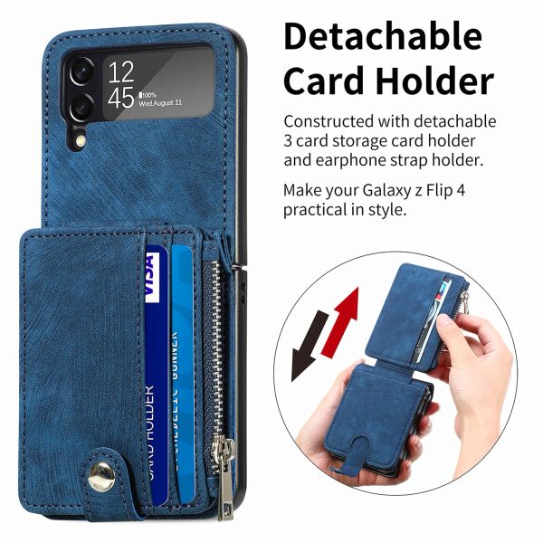 Custodia pieghevole a portafoglio in pelle staccabile per Samsung Galaxy Z Flip 5 4 5G Flip5 Flip4 Flip3 Flip 3 Cover porta carte magnetiche con blocco RFID