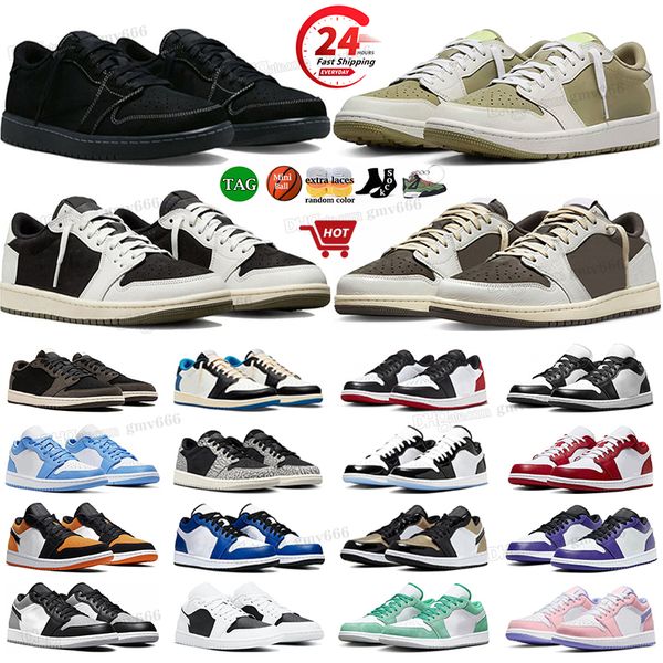 Männer Frauen Jumpman 1 niedrige Basketballschuhe 1s Black Phantom Reverse Mocha Golf Olive Black Toe Panda True Blue Light Smoke Grey Herrentrainer Outdoor-Sneaker