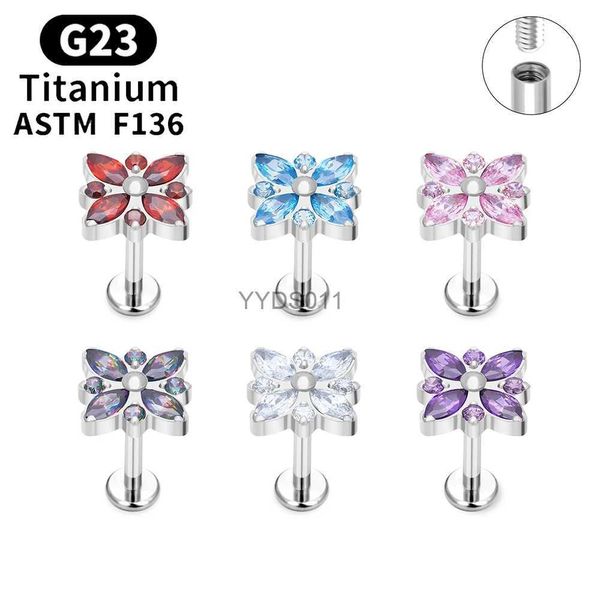 Stud G23 Titanium Piercing Brincos para Mulheres ASTM F136 16G CZ Orelha Tragus Cartilagem Lobe Helix Daith Labret Lip Piercing Joias YQ231114