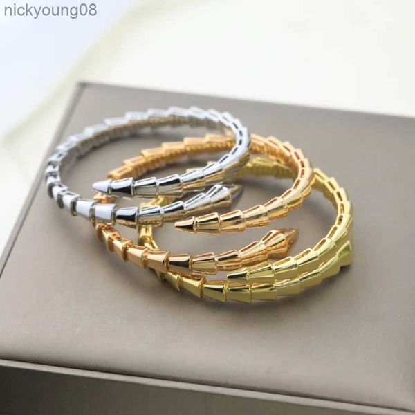 Armreif, 925er Silber vergoldet, glattes Schlangen-Armband für Damen, Luxus-Modemarken-Schmuck, Geschenk in Europa und Amerika. L231114