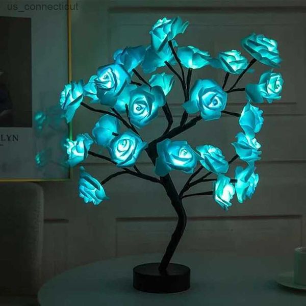 Tischlampen LED Rose Baum Lichter USB Stecker Tischlampe Blume Nachtlicht für Home Party Weihnachten Hochzeit Schlafzimmer Dekoration Geschenk R231114