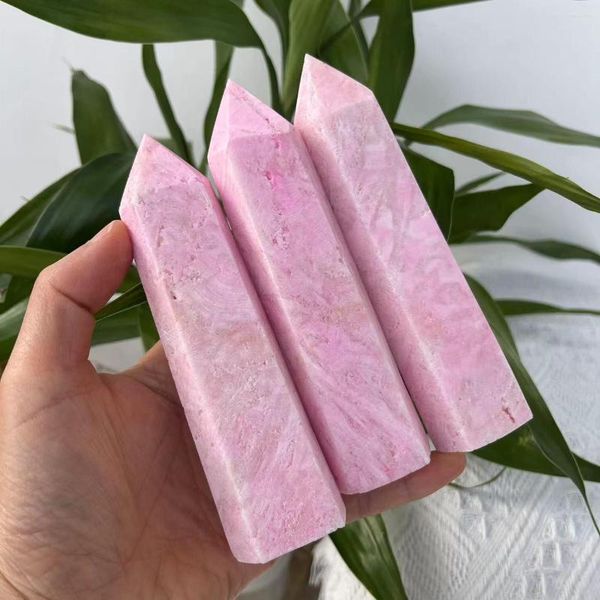 Estatuetas decorativas 1pc 150-200G Natural Pink Opal Crystal Point Point Rose Stone Healing Gem Hexagonal Column Decoration