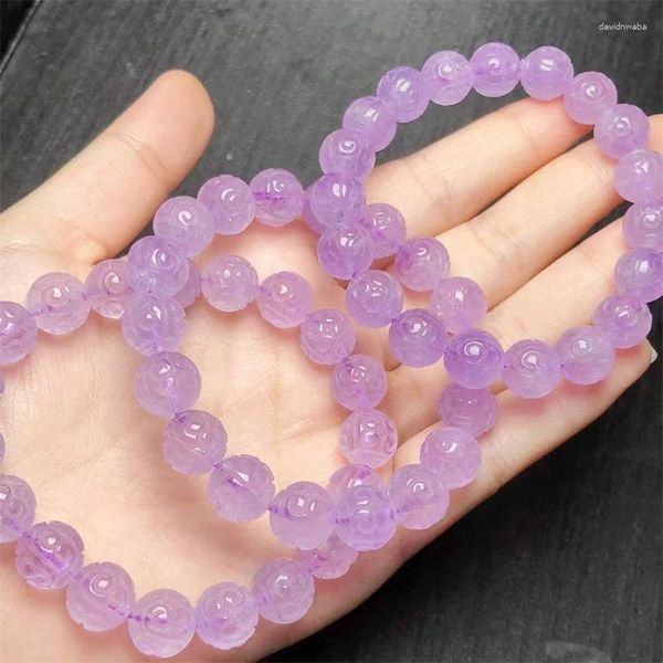 Link Armbänder Natürliche Lavendel Amethyst Mosaik Perlen Armband Heilung Handgemachte Frauen Schmuck Stretch Armreif Kinder Geburtstag Geschenk 1 stücke