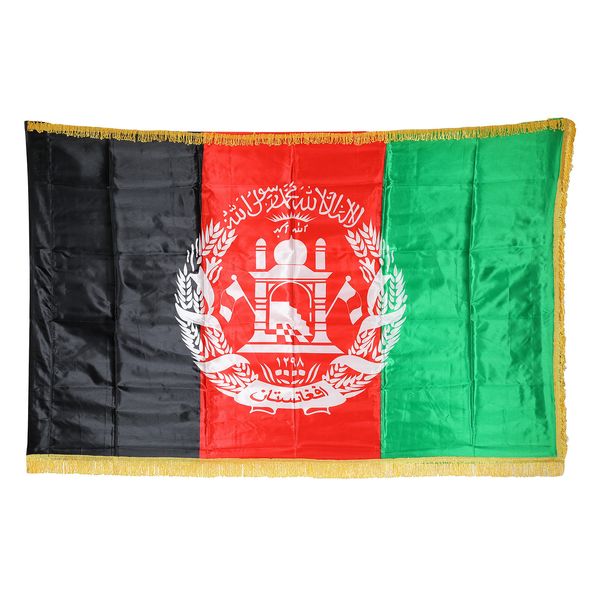 Bannerflaggen PTEROSAUR Afghanistan Afghan National mit Goldfransen, lebendige Farben für die Dekoration im Innen- und Außenbereich 230414