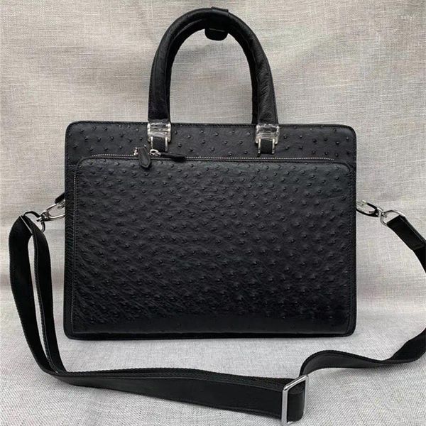 Valigette stile business autentica vera pelle di struzzo valigetta grande da uomo borsa per laptop borsa da lavoro maschile in vera pelle