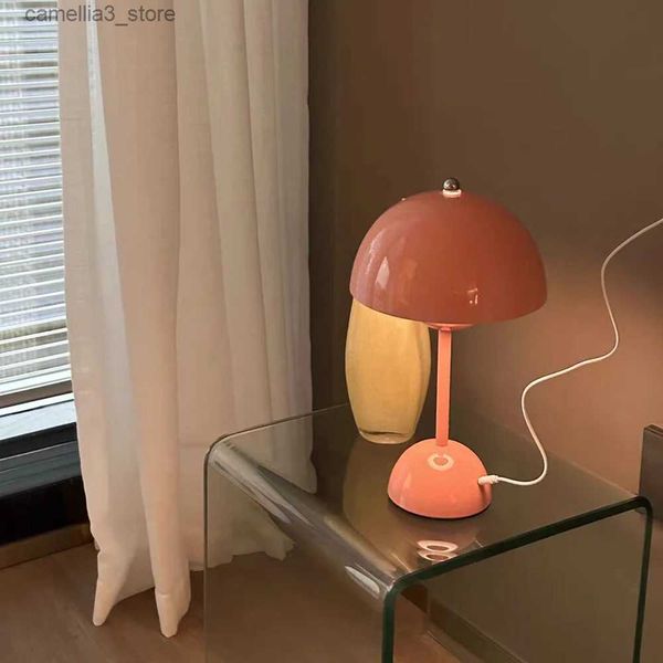 Nachtlichter LED -Dekorationstisch Lampe Blüte Lampara niedliche Pilzlampe Nacht Nacht Nacht Licht Schlafzimmer Essberührung Dimmschisch Lampe Q231114