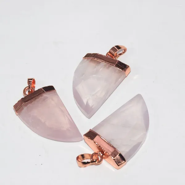 Hanger Kettingen 2023 Mode-sieraden Stijl Natuursteen Hoorn Femme Roze Vergulde Cap Rose Crystal Quartz Liefde Als Geschenken 5 st