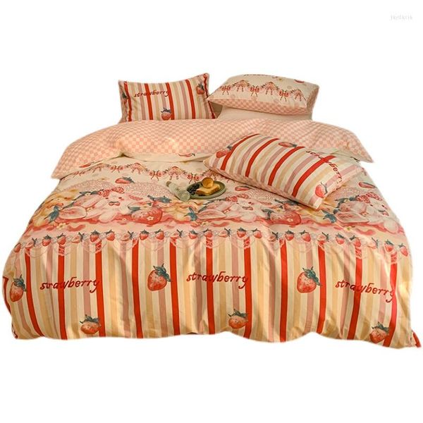 Set di biancheria da letto in stile giapponese Dream Princess Cotton Four-Piece Student Three-Piece