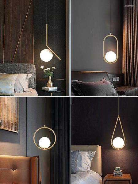 Kolye lambaları Nordic Bedside Avize Yatak Odası Işık Modern Minimalist Yemek Odası lambası Bar Uzun Hat Tek Kafa Küçük Asma