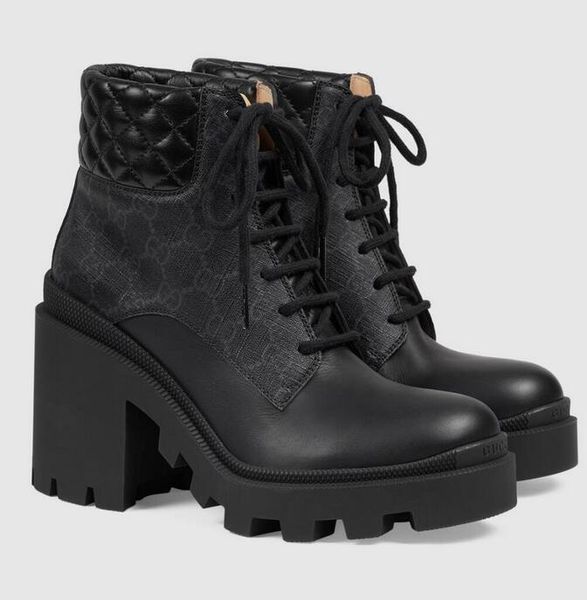 23S/s kış markası lüks ev ayak bileği botları bej siyah buzağı deri kauçuk pabucu, kadınlar Martin Boot Lady High topuk parti elbise konforu patik eu35-42