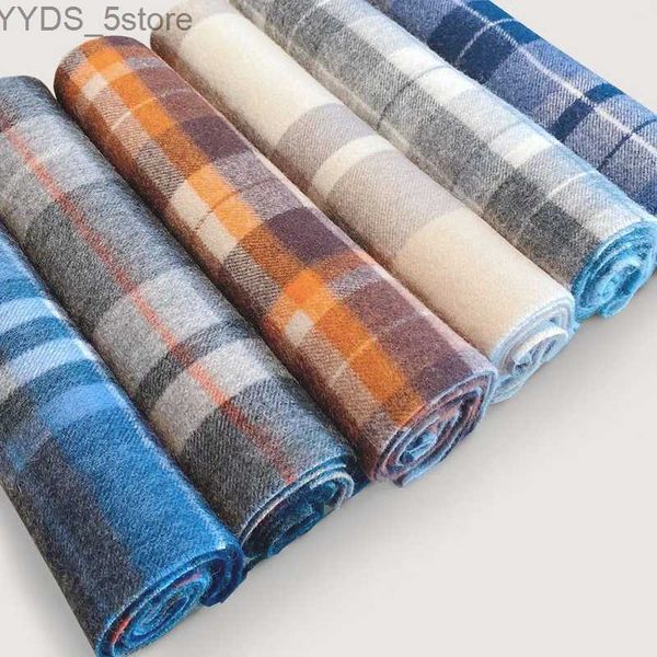 Lenços 100% lã tartan xadrez cachecol estilo britânico clássico cheque padrão cashmere cachecóis shl mulheres homem inverno quente pescoço cachecol 2023 yq231114