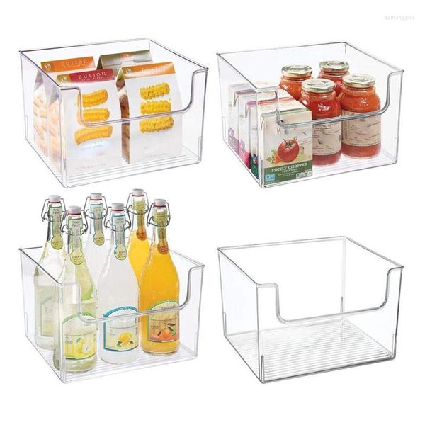 Garrafas de armazenamento despensa e organizador de geladeira para armários de cozinha recipientes de plástico com alças gaveta transparente ajustável