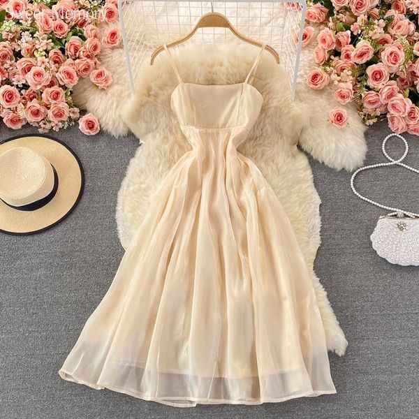 Vestidos de festa M357 Sexy Lady Suspender Thin Prom Girl Dress Summer Dress Feminino Lace Seaside Holiday Travel Fluffy Gaze Cocktail Robe