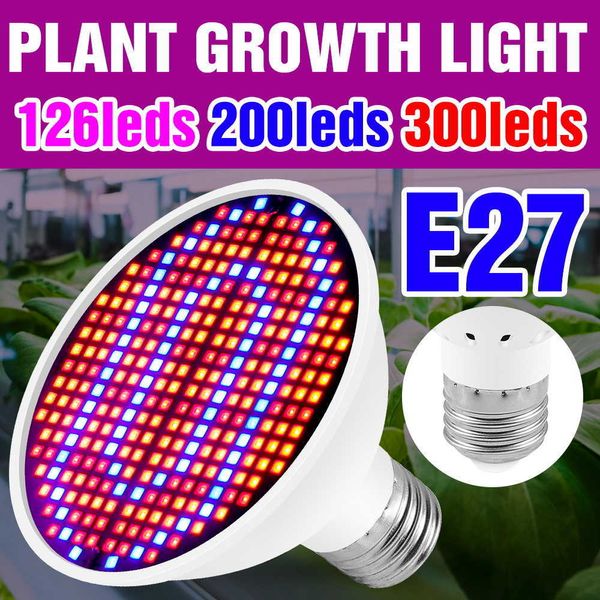Luzes de cultivo LED Grow Light E27 Full Spectrum Phyto Lamp Plant Bulbo Crescimento da luz Hidroponia 126 200 300 Lâmpada de estufa Grow Tent 85-265V P230413