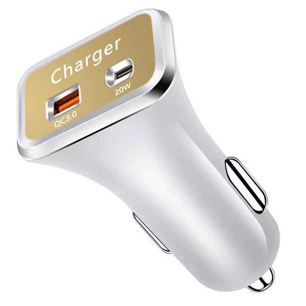 Carregador de carro Carga rápida Um reboque dois USB Flash Charge Car Car Cigarte Cigarte Conversão Plug PD PD Carga