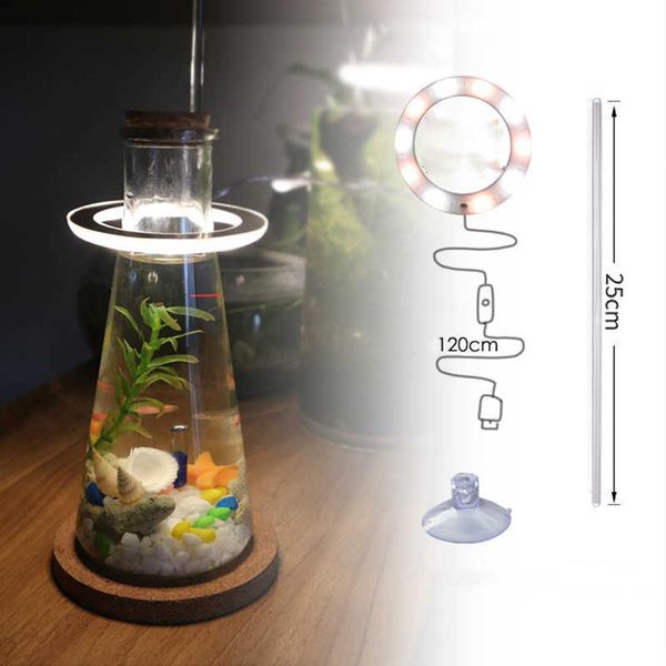 Luzes de cultivo Anel de anjo Luz de peixe LED LUZ para peixes subaquáticos domésticos aquáticos de espectro completo Lâmpada de flor de planta de planta de planta P230413