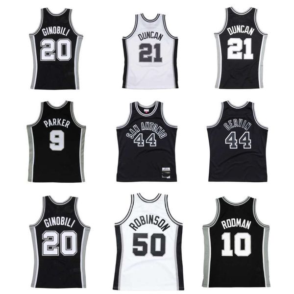 SL Tim Duncan Spur Basketball Trikot San Tony Parker Antonio David Robinson George Gervin Dennis Rodman Manu Ginobili Mitch und Ness