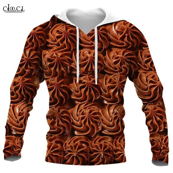 Moletons masculinos Cloocl Moletons Masculinos Pulôver Tops Outono Inverno Biscoitos de Chocolate Gráfico 3D Impresso Moletons de Manga Longa Tamanho Asiático S-5XL zln231114