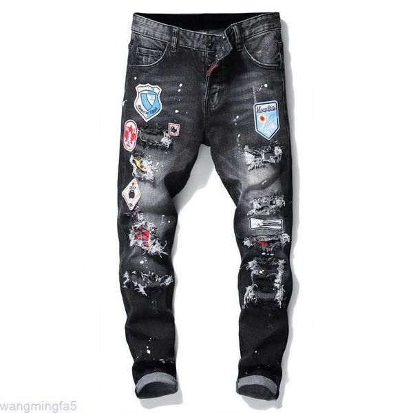 Cexb designer masculino nova moda motociclista jeans fino ajuste reto motocicleta denim para masculino tamanho 28-38