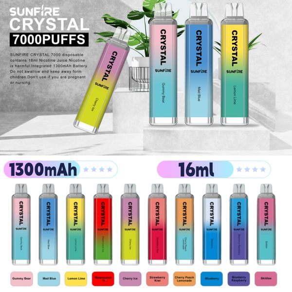 Großhandel I Vape Haveable Pod Pen Crystal R und M Sunfire Bar Puff 7000 8000 9000 10000 12000 15000 Puffs E CIG PUFF DISTORTION AUTHENTIC LED Light 12k Einweg Vape Vape