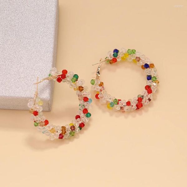 Creolen BLIJERY Bohemian Mehrfarbige Perlen Brincos Handgemacht Geflochten Großer Kreis Für Frauen Schmuck Geschenk
