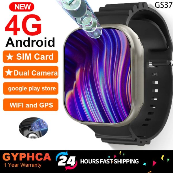 2023 novo relógio inteligente 4g gs37 ultra sistema android com câmera dupla wifi gps cartão sim bússola google play store esporte smartwatch