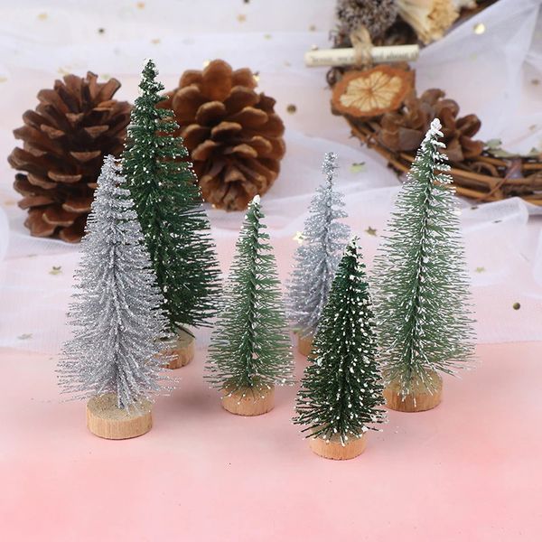 Objetos decorativos estatuetas 3 peças árvore de natal mini pinho com base de madeira diy casa mesa decoração miniaturas sl 79cm 231114