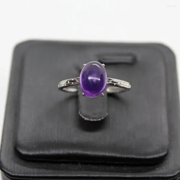 Cluster-Ringe AKAC 925 Sterling Silber Natürlicher Amethyst Verstellbarer Ring ca. 7 9 mm Nach dem Zufallsprinzip versenden Großhandel