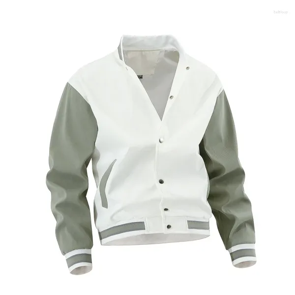 Herrenjacken Frühling und Herbst Übergroße Baseballuniform Light Board Jacke mit V-Ausschnitt