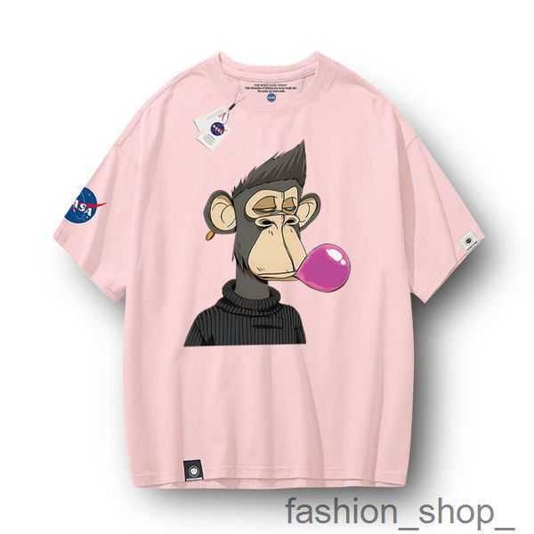 Homens camisetas Designer T-shirt Nasa Co Branded Boring Ape e Marca de Moda Feminina Nft Curi Bayc Monkey Head Mesmo Casal Solto Manga Curta Vendas de Fábrica 1 38H3