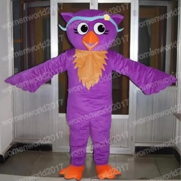 Halloween roxo coruja mascote traje personagem dos desenhos animados roupas terno adultos tamanho roupa aniversário natal carnaval vestido extravagante para homens