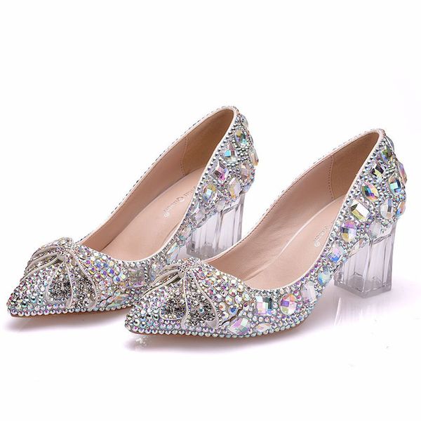 Crystal Party Schuhe Nachtclub Transparente Damenschuhe Bling Chunky Heel Sandaletten Sommer Neue Plattform High Heels