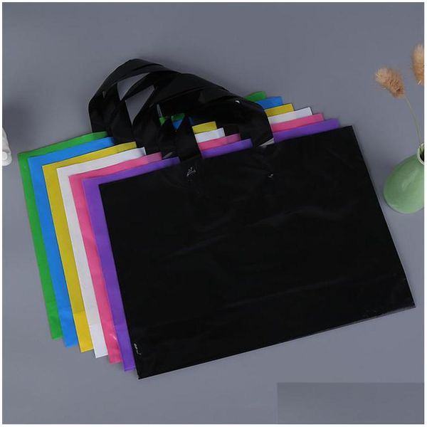Bolsa de embalagem de embalagem de plástico impressa em embalagem personalizada com alça com manipulação de vestes/roupas/embalagens de presente LZ0773 DROP Deliv Dhgjn