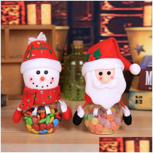 Decorações de Natal Latas de doces Plástico Caixas de presente transparentes Idosos Snowmen Elk Suprimentos Decorativos Crianças Pequenos Presentes Drop D Dh2Df