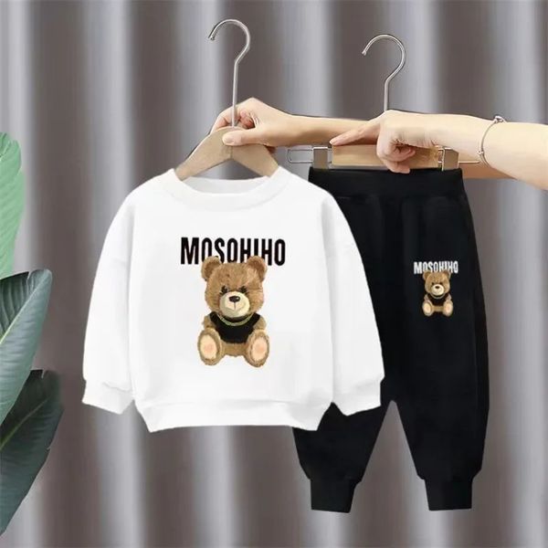 Set di abbigliamento Nuova felpa con cappuccio stampata con cartoni animati per bambini Pantaloni a maniche lunghe per ragazzi e ragazze Set di due pezzi 231114