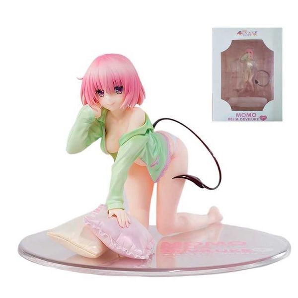 Figuras de brinquedo de ação 13 cm para amar ru escuridão anime figura momo belia deviluke pijama ajoelhado japonês menina pvc figura coleta de figura modelo boneca aa230413