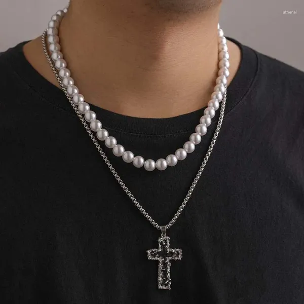 Anhänger Halsketten Vintage Gothic Black Drip Öl Kreuz Halskette Für Frauen Männer Hip Hop Unregelmäßige Lava Kubanischen Kette Schmuck Geschenk