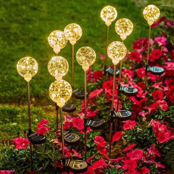 Bola solar bola de bola de junta de solar decoração de jardim de jardim de led de cristal de cristal luminária de cristal iluminação da paisagem leve