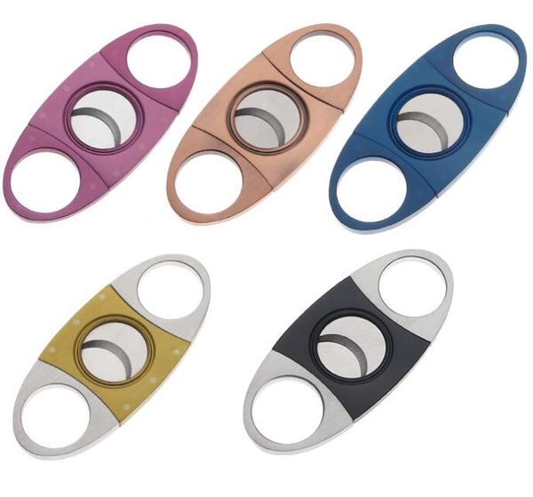 Ultime lame a doppia lame di sigarette in acciaio in acciaio in acciaio per sigari forbici 5 colori Accessori per fumo tascabile gadget gadget coltello piattano