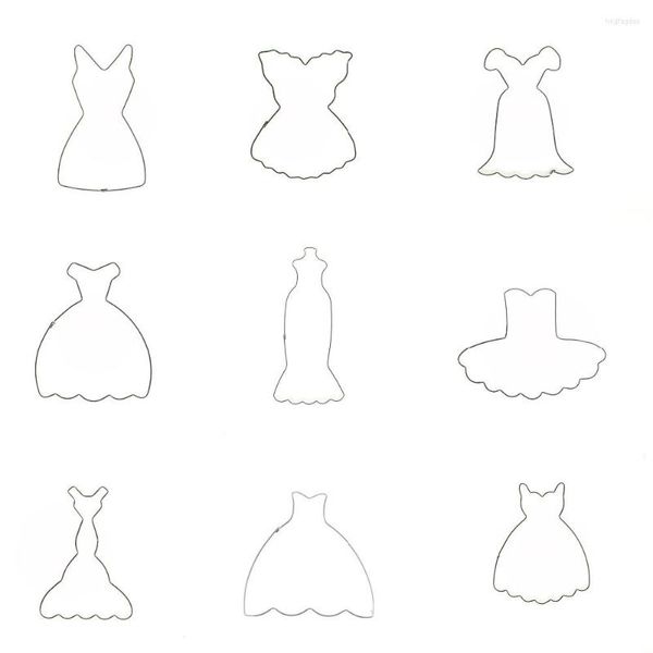 Backformen, 9 Teile/Set, Abendkleid, Fondant, Kuchenform, Ausstecher, Keksstempel, Dekorationswerkzeug, Weihnachtsküchenformen