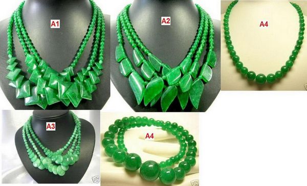 Colares pendentes 4 estilo atacado de 17 polegadas colar de jade verde natural de 17 polegadas