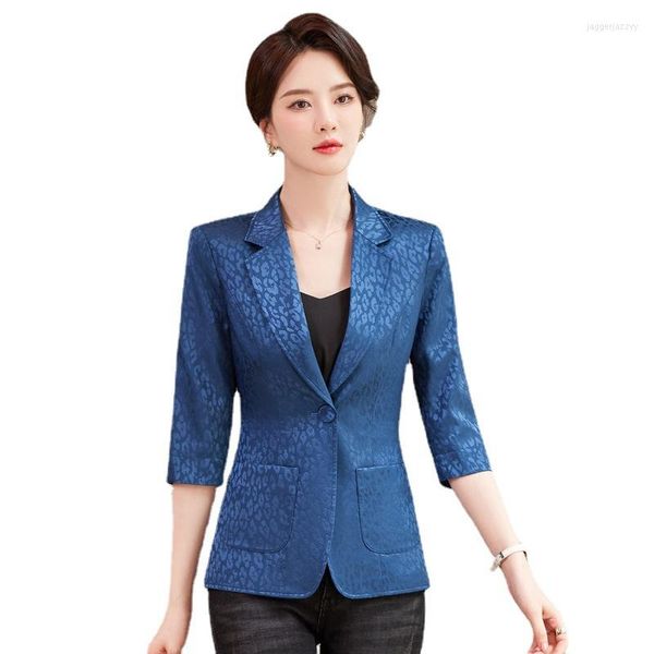 Ternos femininos 2023 Summer elegante botão único Blazers Jackets Meia manga Mulheres Blaser Tops Trabalho de negócios Use escritório profissional Outwear