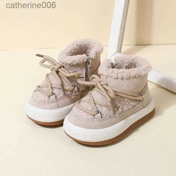 Тапочки для девочек, зимние ботинки, новые высокие хлопковые туфли, детская обувь, хлопковая обувь для малышей, детские зимние ботинки, плюшевая обувь для мальчиков, детская обувь ShoebotinesL231114